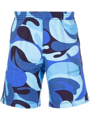 Marni abstract-print slip-on Bermuda shorts - Blue