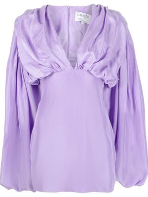 CONCEPTO fitted-bodice puff-sleeve mini dress - Purple