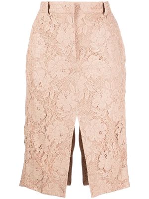 Nº21 mid-length lace pencil skirt - Neutrals