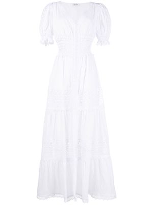 Charo Ruiz Ibiza puff-sleeve tiered midi dress - White