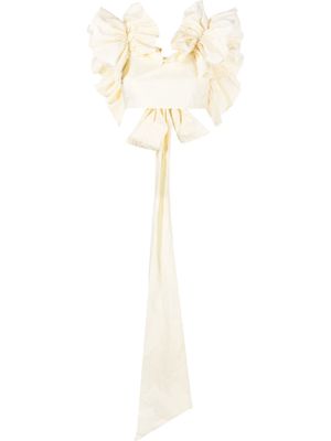 CONCEPTO cropped draped ruffle-trim blouse - Yellow