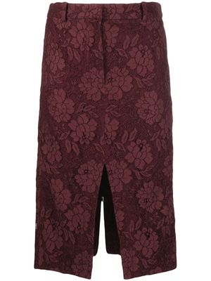 Nº21 mid-length lace pencil skirt - Red