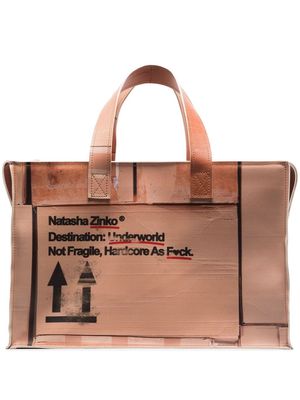 Natasha Zinko box-print oversize tote bag - Neutrals