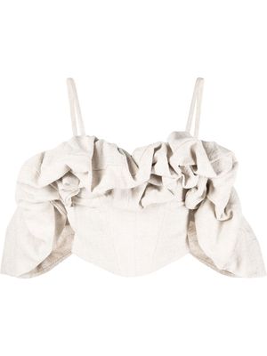 CONCEPTO ruffle-trim cropped blouse - Neutrals