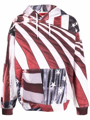 424 american flag-print oversized hoodie - Red