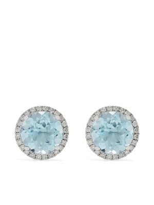 Kiki McDonough 18kt white gold Grace topaz and diamond stud earrings - Blue
