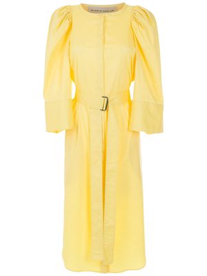 Gloria Coelho puff-sleeve belted dress - Yellow