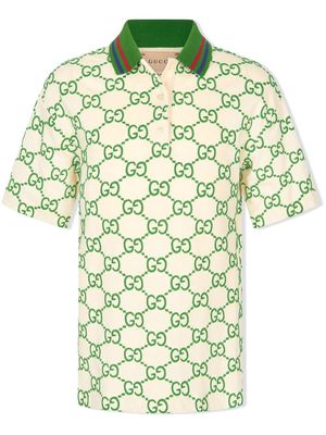 Gucci Kids embroidered logo polo dress - Green