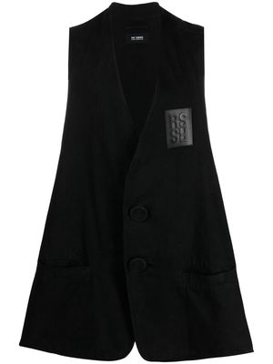 Raf Simons logo-patch long vest - Black