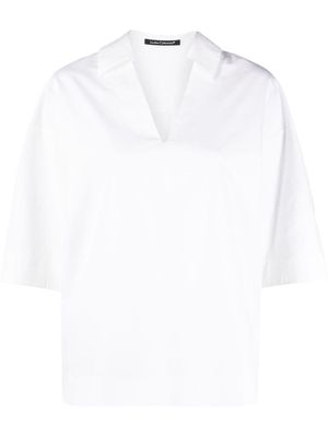 Luisa Cerano V-neck short-sleeve blouse - 100 WHITE