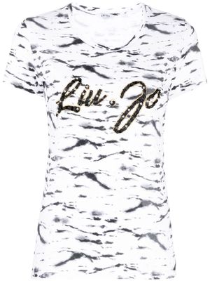 LIU JO bead-embellished logo T-shirt - White
