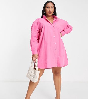 In The Style Plus x Perrie Sian oversized shirt dress in pink