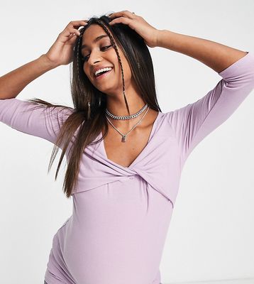 Mamalicious Maternity nursing twist front top in lilac-Purple