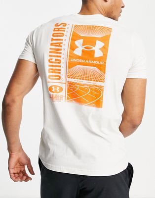 Under Armour Training t-shirt with backprint in stone-Neutral