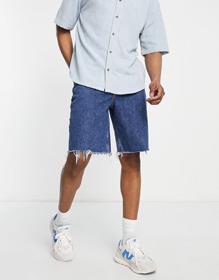 River Island denim longline shorts in blue