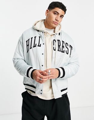 Topman varsity jacket with embroidery in blue-Blues
