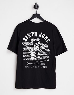 Sixth June skull backprint oversized t-shirt in black