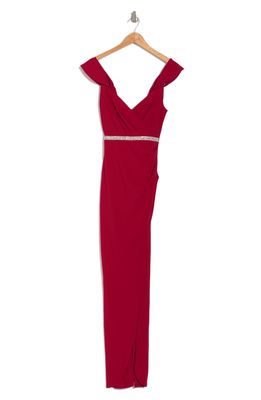 LNL Cap Sleeve Jersey Gown in Red