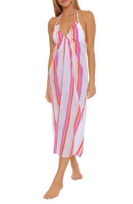 Trina Turk Sweet Stripe Halter Cotton Cover-Up Maxi Dress in Multi