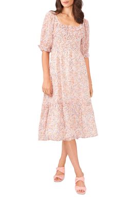 1.STATE Print Puff Sleeve Dress in Pink Blooms