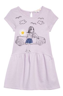 Truly Me Embroidered Print Dress in Lavender