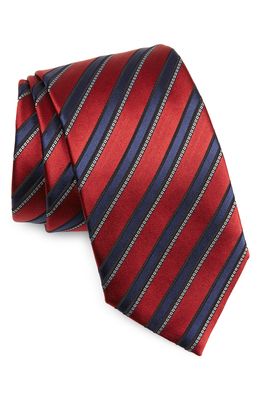 ZEGNA TIES Fili Regimental Silk & Cotton Tie in Red