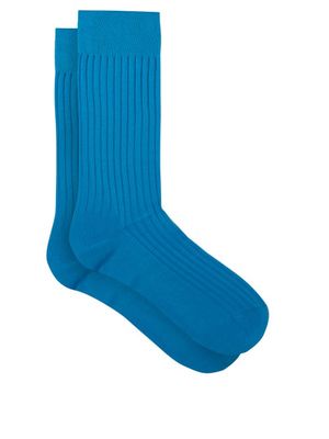 Pantherella - Danvers Rib-knitted Socks - Mens - Blue