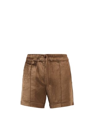 Tom Ford - Drawstring Velour Shorts - Mens - Brown