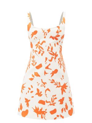 Emilia Wickstead - Talia Floral-print Faille Mini Dress - Womens - Orange