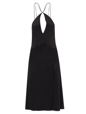 Maximilian Davis - Keyhole Silk-chiffon Slip Dress - Womens - Black