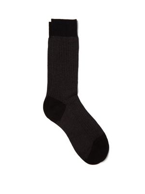 Pantherella - Fabian Herringbone Cotton-blend Socks - Mens - Black