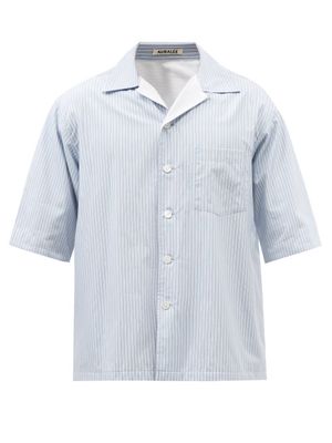Auralee - Terry Striped-cotton Shirt - Mens - Blue
