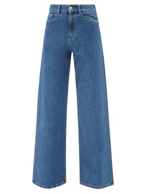 Wandler - Magnolia Organic-cotton Blend Wide-leg Jeans - Womens - Mid Denim