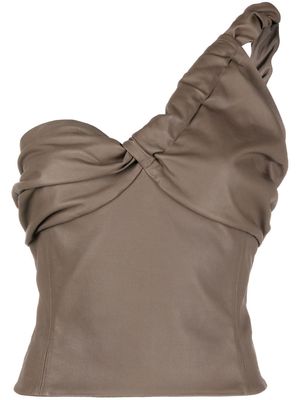 The Mannei one-shoulder ruched top - Brown