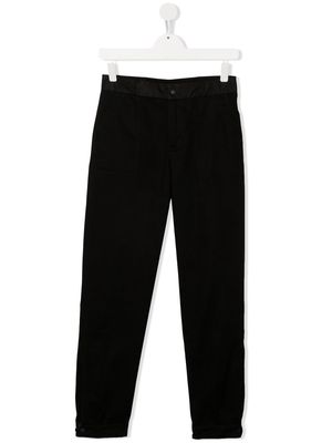 Moncler Enfant TEEN logo-patch slim-cut trousers - Black