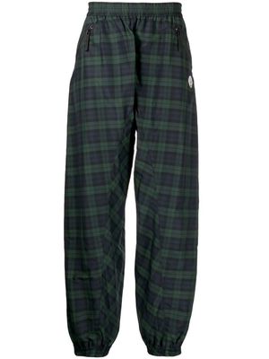UNDERCOVER check-pattern embroidered track pants - Green