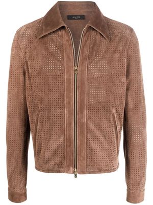 AMIRI fully-perforated leather jacket - Brown