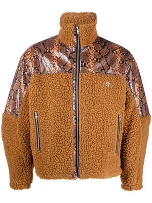 GmbH snakeskin-print teddy jacket - Orange