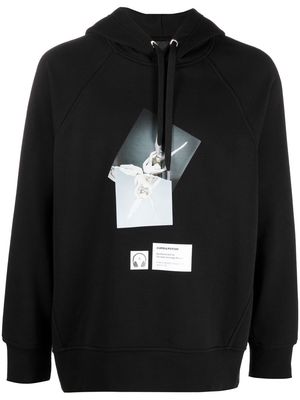Neil Barrett graphic-print drawstring hoodie - Black