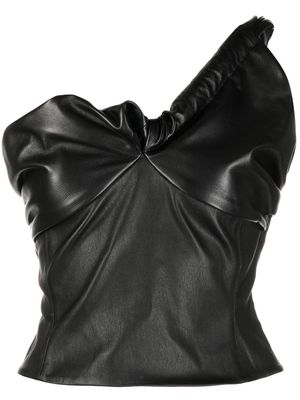 The Mannei ruched one-shoulder top - Black