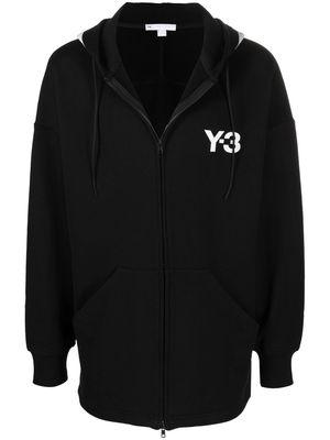 Y-3 logo-print zip-up hoodie - Black