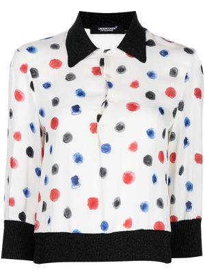 UNDERCOVER painterly polka-dot shirt - White