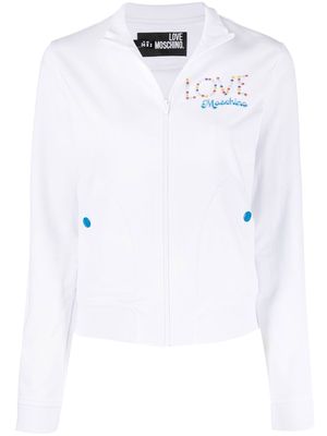 Love Moschino logo-print zip-up jumper - White