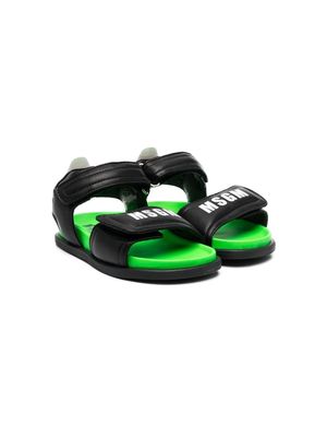 MSGM Kids logo-print touch-strap sandals - Black