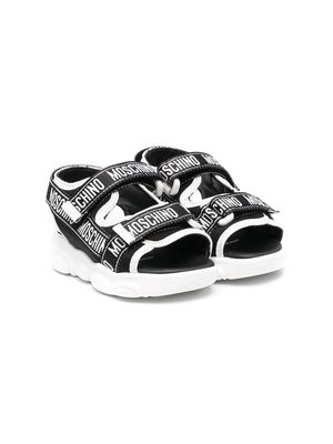 Moschino Kids logo-print touch-strap sandals - Black