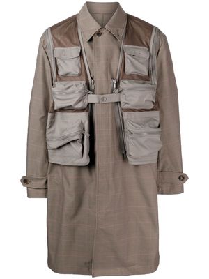UNDERCOVER check-pattern patch-pocket coat - Green