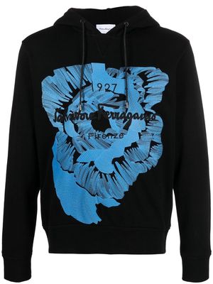 Salvatore Ferragamo logo-print pullover hoodie - Black