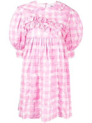 Vivetta gingham-print puff-fleece dress - Pink