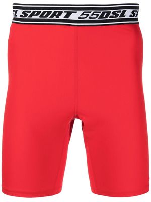 Diesel logo-waistband cycling shorts - Red
