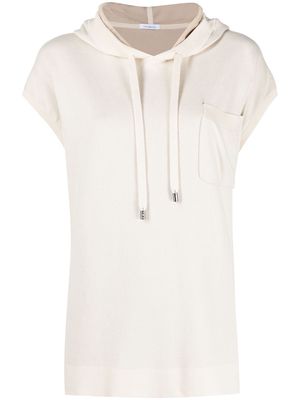 Malo knitted short-sleeved hoodie - Neutrals